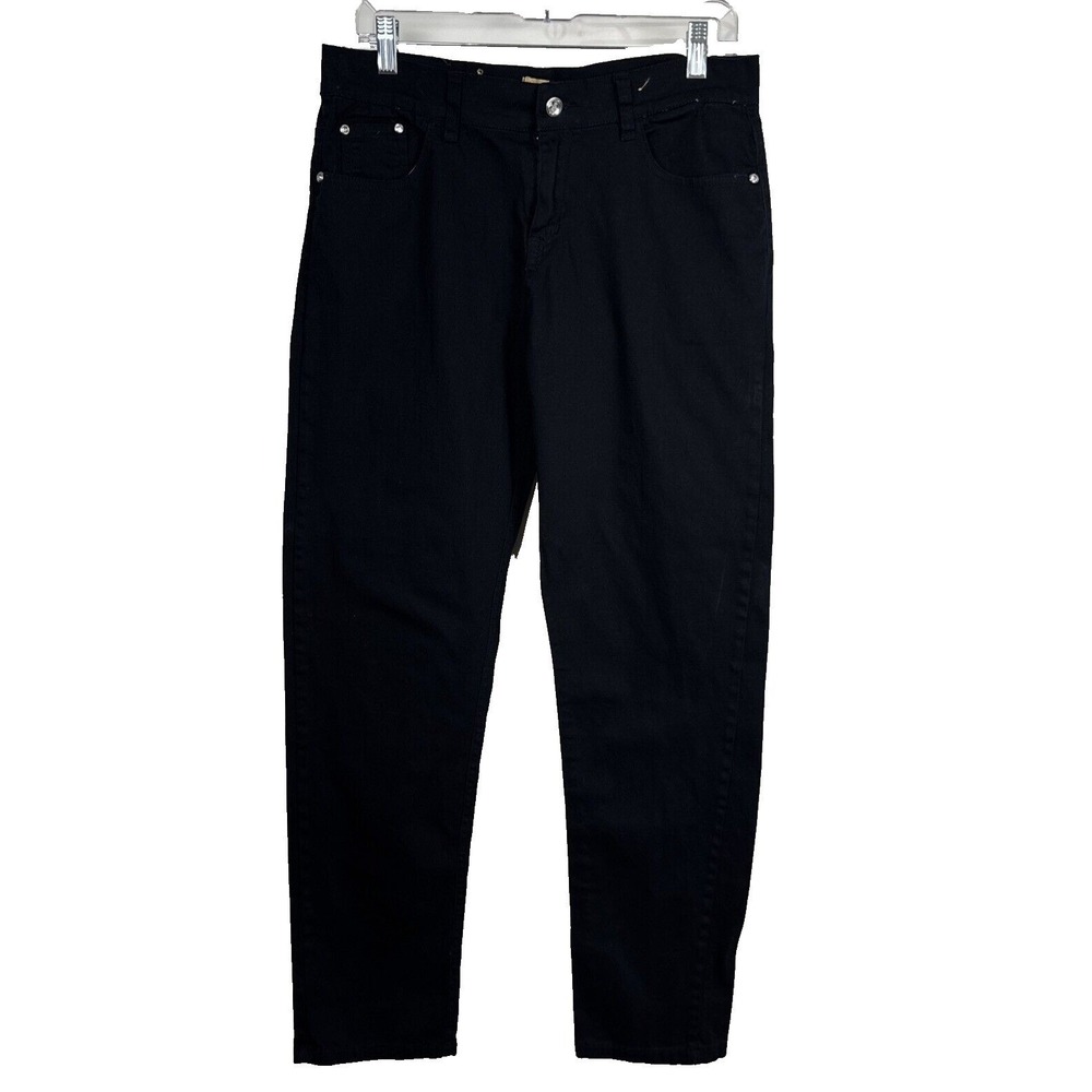Chams Jeans Denim Pants Women 12 Black Sequin Embellished Straight‎ Leg